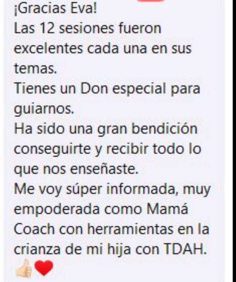 Testimonio de mamá sobre sesiones del programa TDAH
